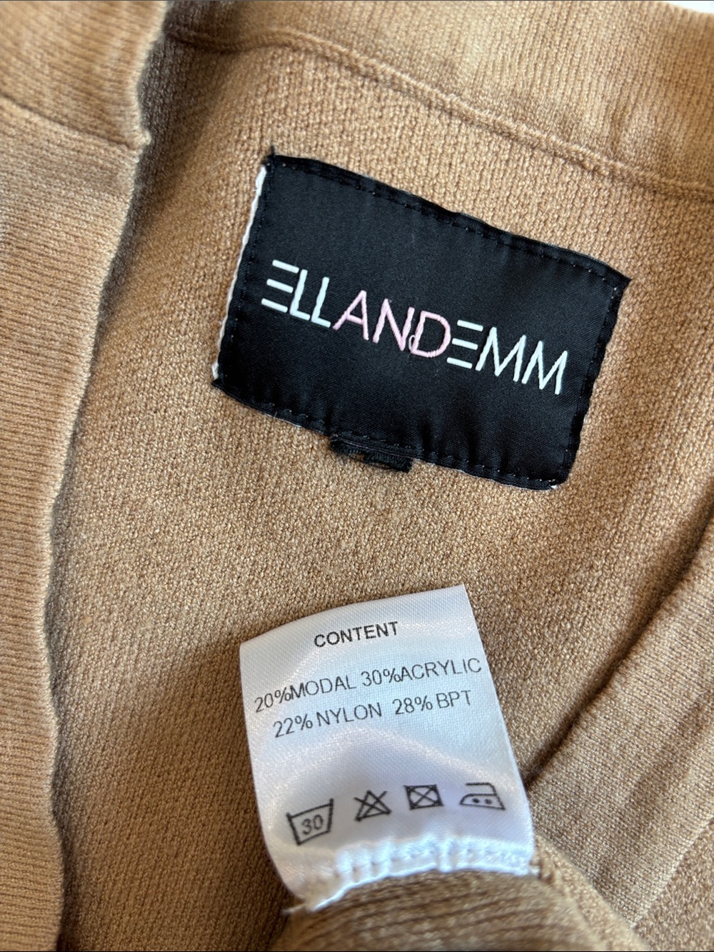 Ellandemm Royal Club Oversized Cardigan Preppy Old Money Tan Large - Picture 12 of 13